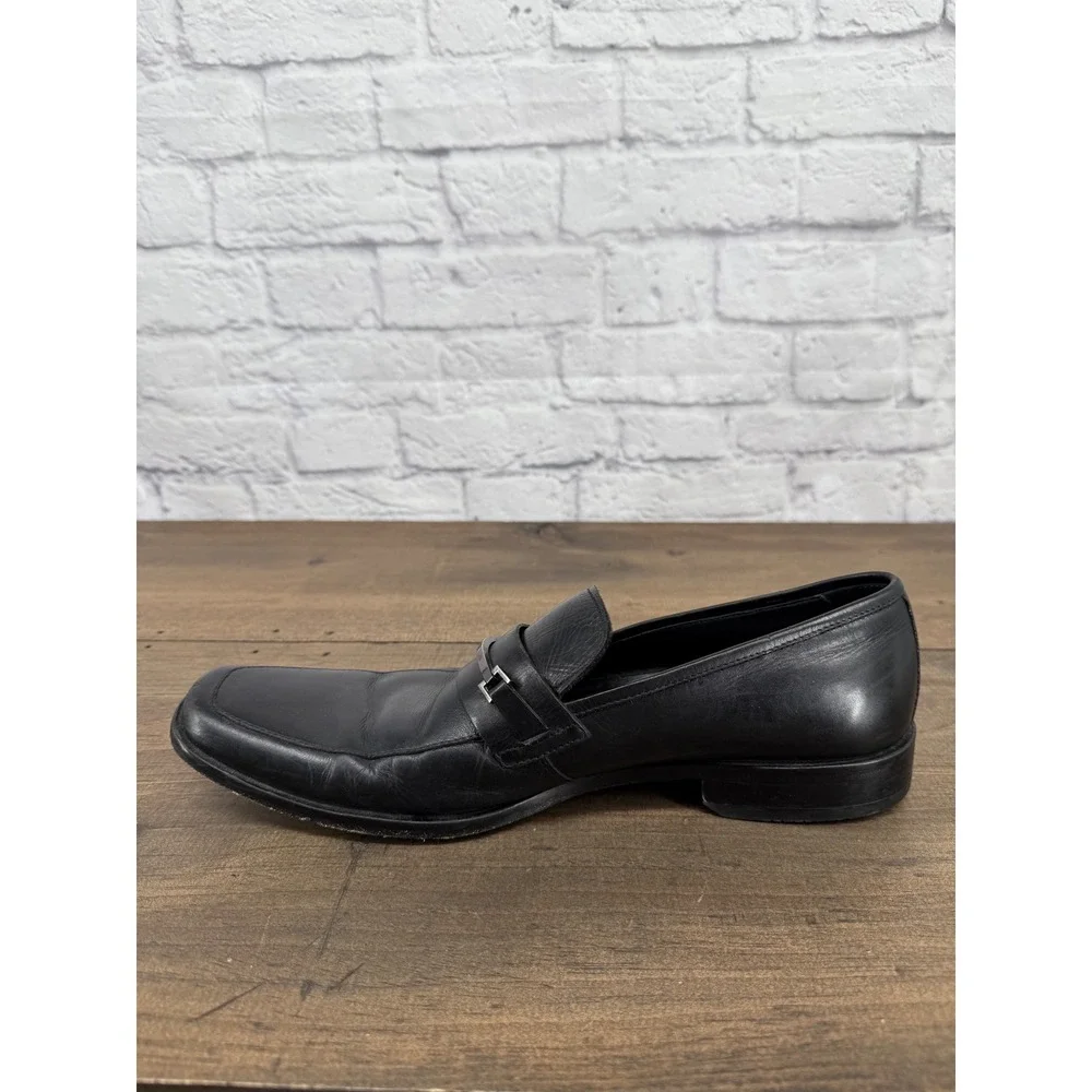 Hugo Boss Ikon Bit Loafers Mens Black Leather Square Dress Shoes Size 10 US